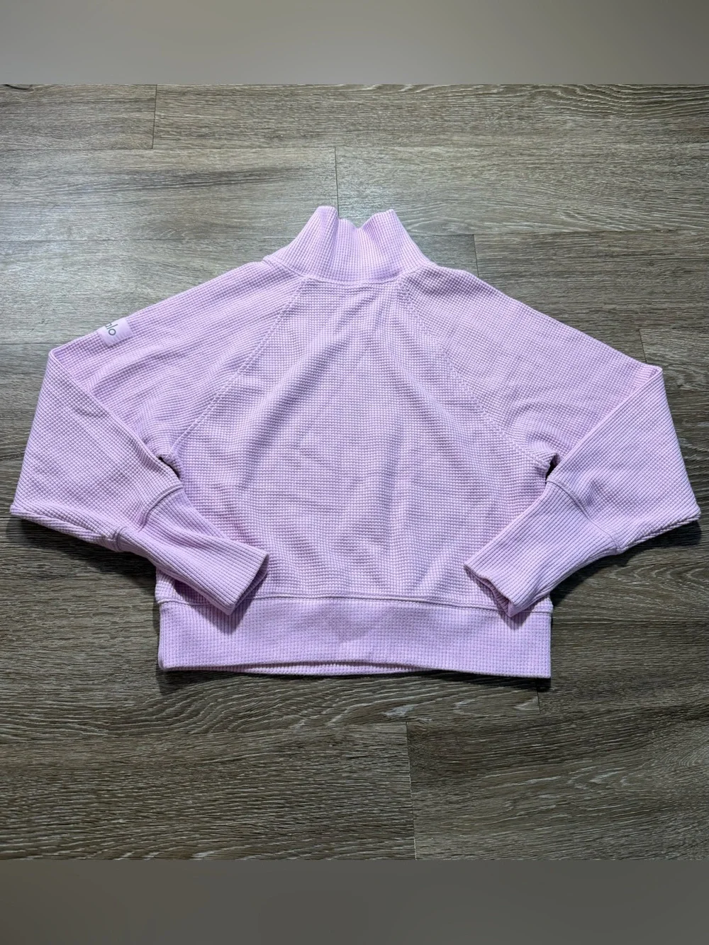 Alo Yoga Waffle Weekend Escape Mock Neck Sweatshirt Sugarplum Pink
